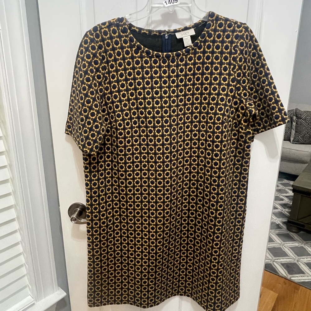 LOFT Black and Gold Mini Dress